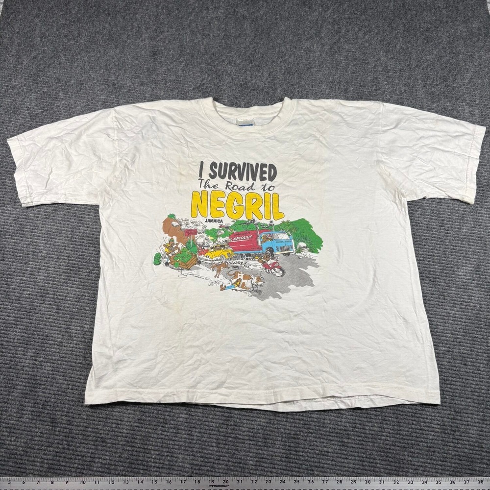 Vtg Sun Island Road to Negril Jamaica T-Shirt Mens XL White Good 1996 Graphic